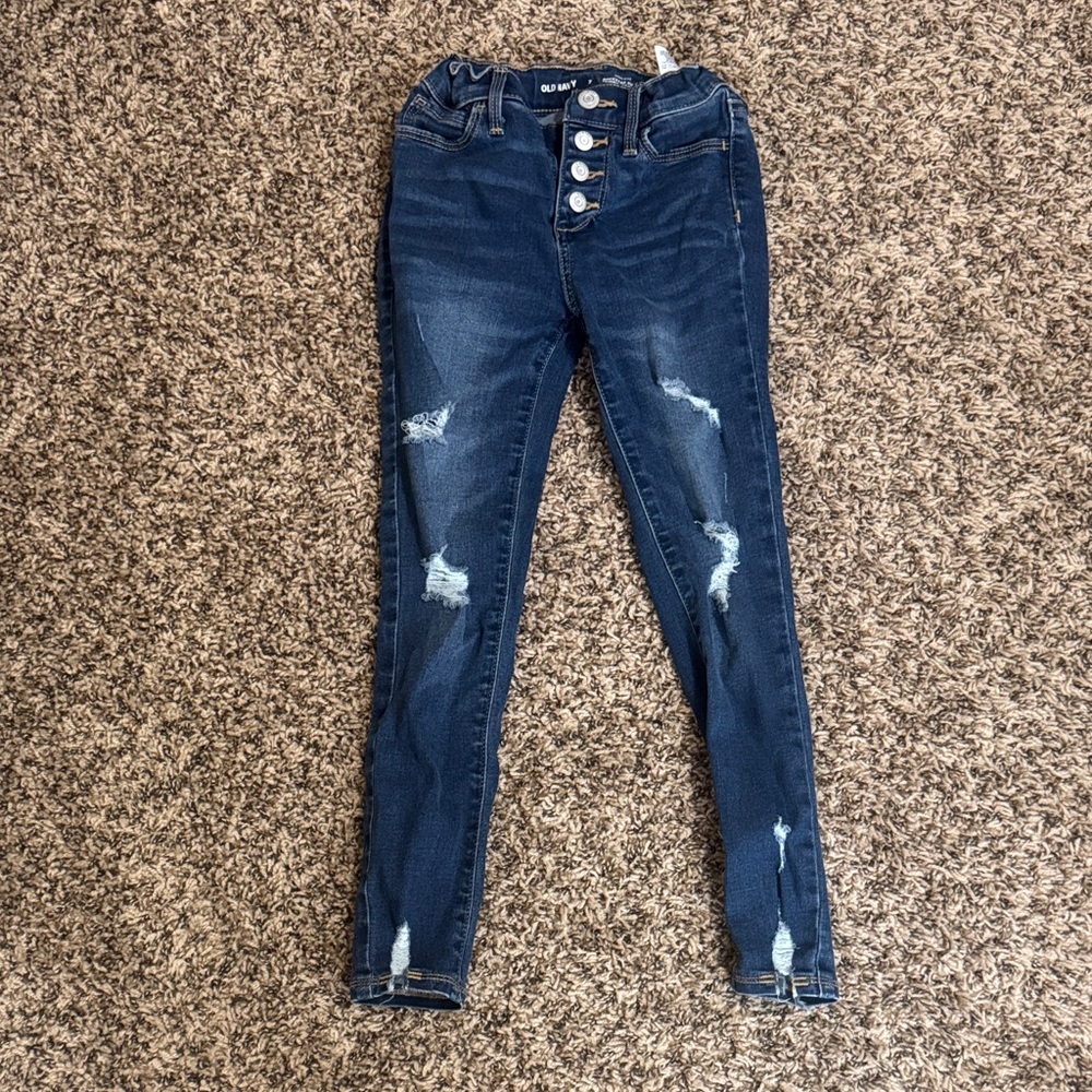 Old Navy High Rise Dark Blue Distressed Jeans